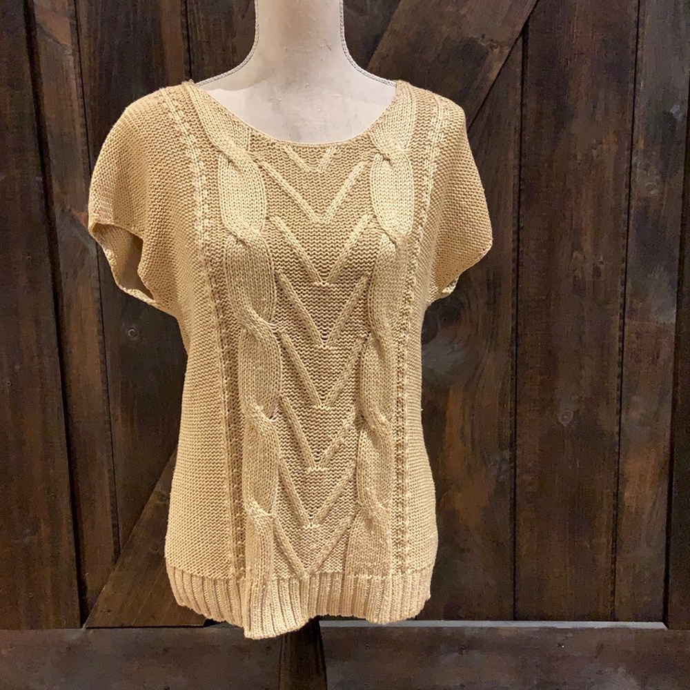 Spanner short sleeve tan knit top